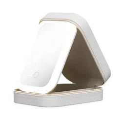 V888-ELOSUNG12558-212391-00 White LED Jewelry Box with Mirror - Smart Light Adjustment and Dual Power Charging for Travel and Home - Image 1