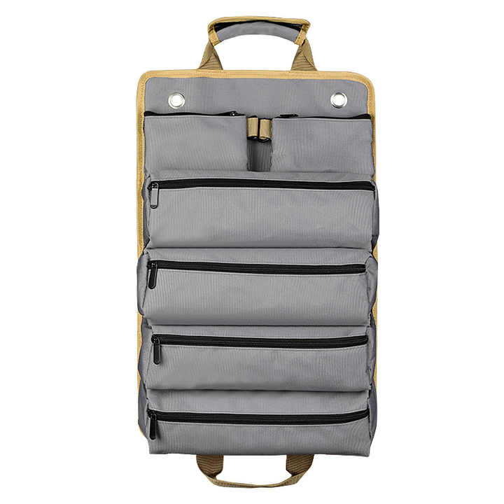 V888-ELOSUNG12746-212986-00 Grey Portable Roll-Up Tool Organizer with Zippered Pockets - Image 1