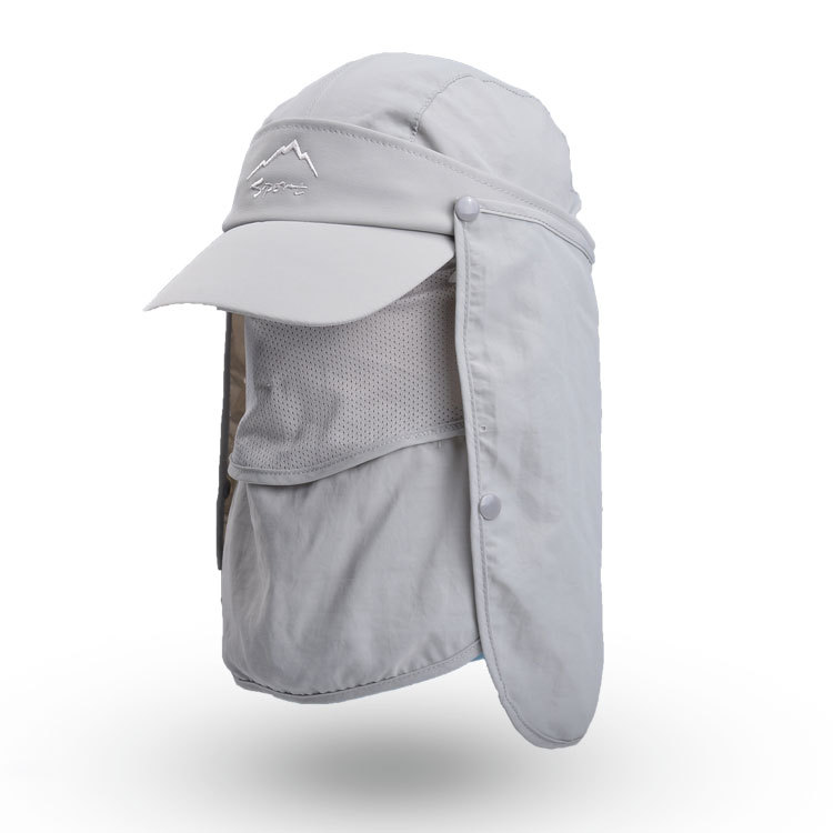 V888-ELOSUNG12778-213005-00 Grey UV Protection 4-in-1 Outdoor Sun Hat with Removable Flaps - Image 1