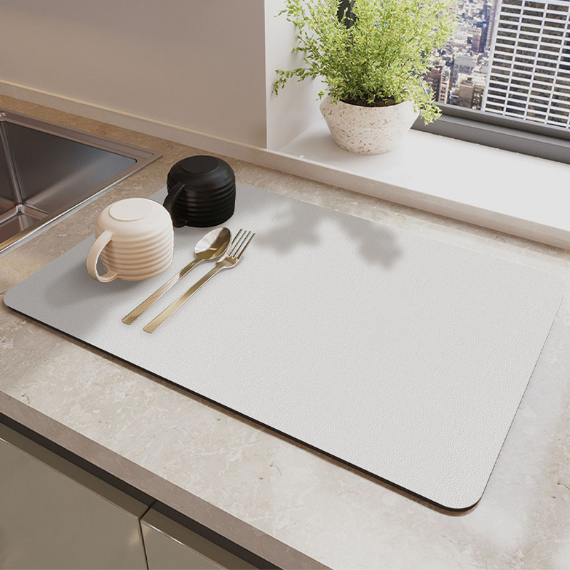 V888-ELOSUNG12820-213432-00 Silver Waterproof Quick-Dry Kitchen Mat - Non-Slip Rubber Base, Absorbent Technology Fabric, 4mm Thick - Image 1