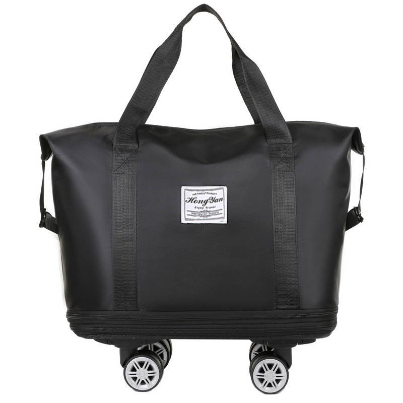 V888-ELOSUNG13066-210144-00 Black Large Capacity Travel Bag with Expandable Design, Waterproof & Wet-Dry Separation, 360° Spinner Wheels - Ideal for Students, Business, and Maternity - Image 1