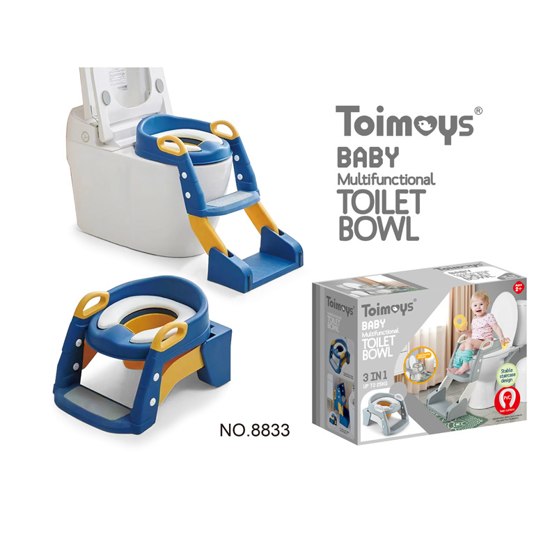 V888-ELOSUNG13115-210339-00 Blue Children's Toilet Trainer Seat - Foldable Potty Ladder with Color Box, Easy-to-Use Toilet Seat for Kids - Image 1