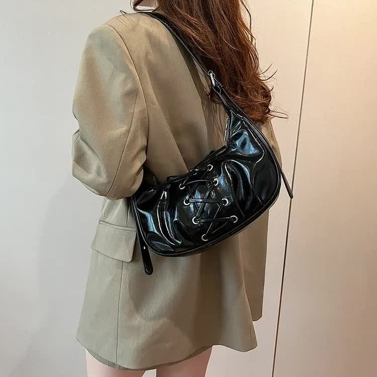 V888-ELOSUNG13325-211131-00 Black Elegant Bowknot Design Shoulder Bag - Chic Underarm Dumpling Bag for Trendy Looks - Image 1