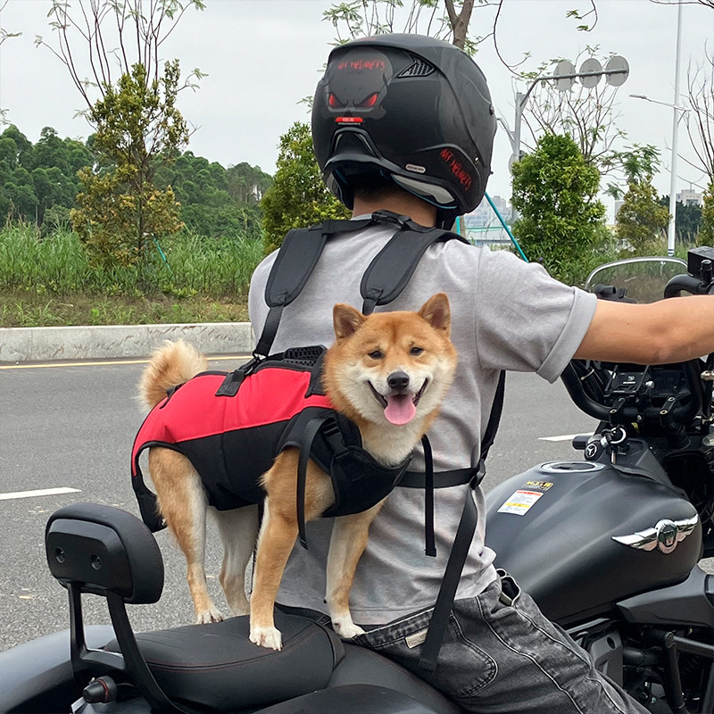 V888-ELOSUNG13380-211477-00 L Red Multifunctional Pet Backpack with Adjustable Straps, Outdoor Assist Walking Harness Carrier for Dogs And Cycling Dog Backpack - Image 1