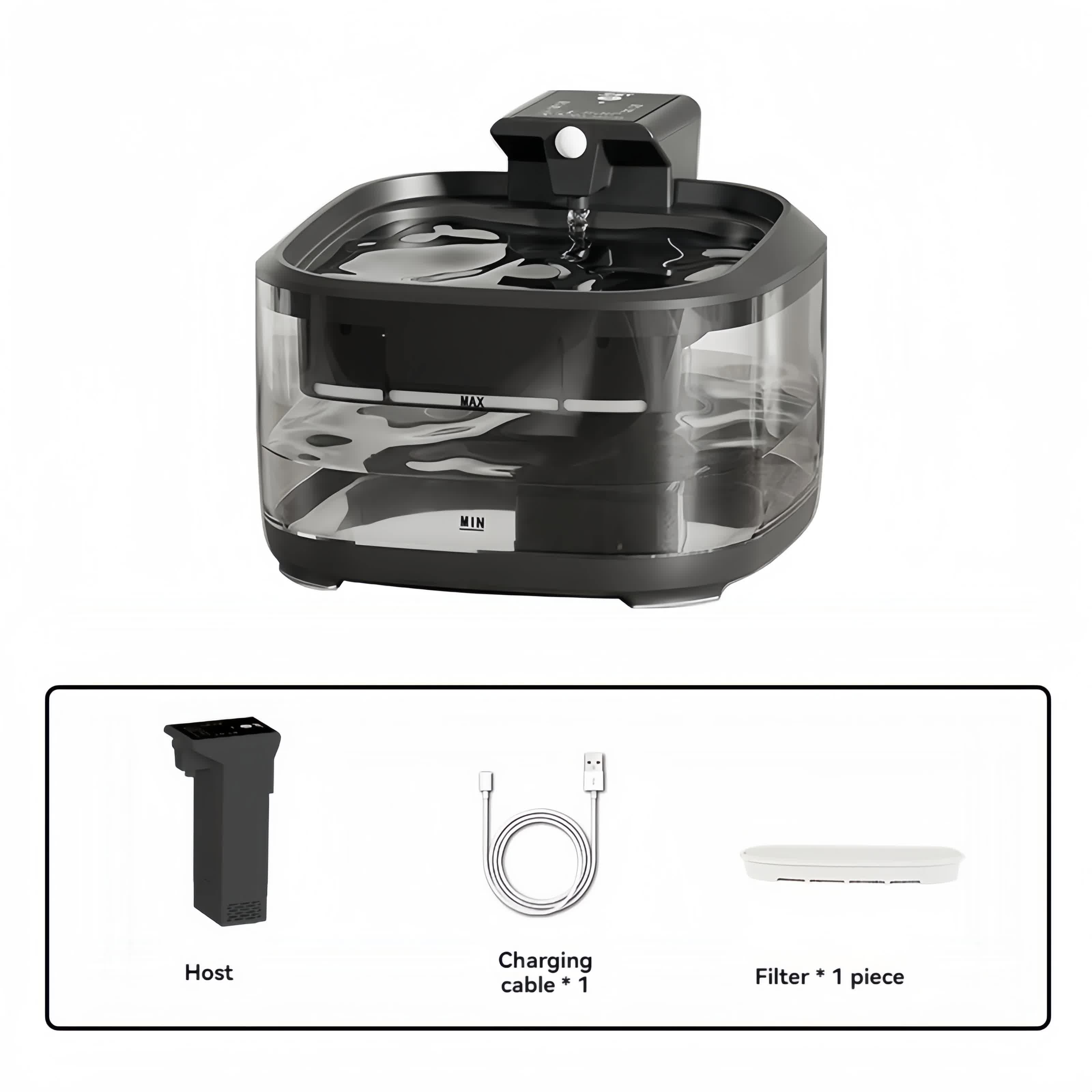 V888-ELOSUNG13384-211481-00 Black 4.5L Rechargeable Pet Water Fountain for Cats & Dogs - Automatic Circulating Water Dispenser with Large Capacity - Image 1