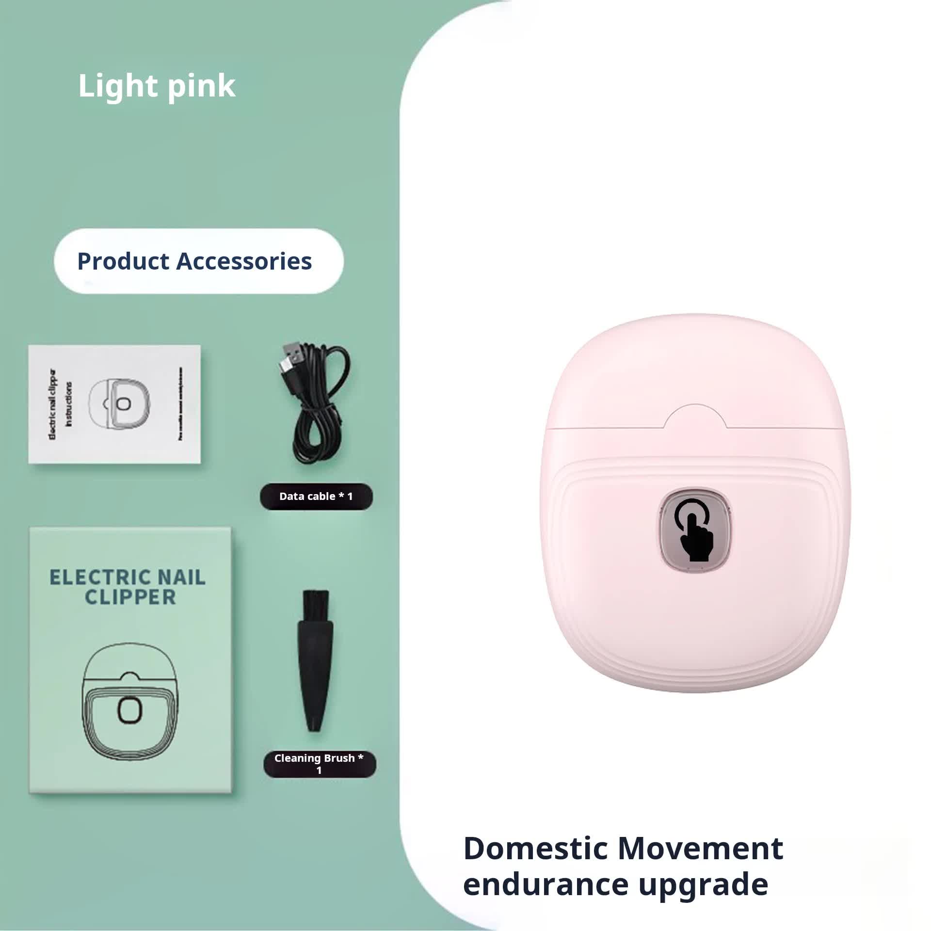 V888-ELOSUNG13426-211664-00 Pink Automatic Electric Nail Trimmer with LED Light, Rechargeable Nail Clipper and File for Adults & Kids, Portable Nail Care Device - Image 1