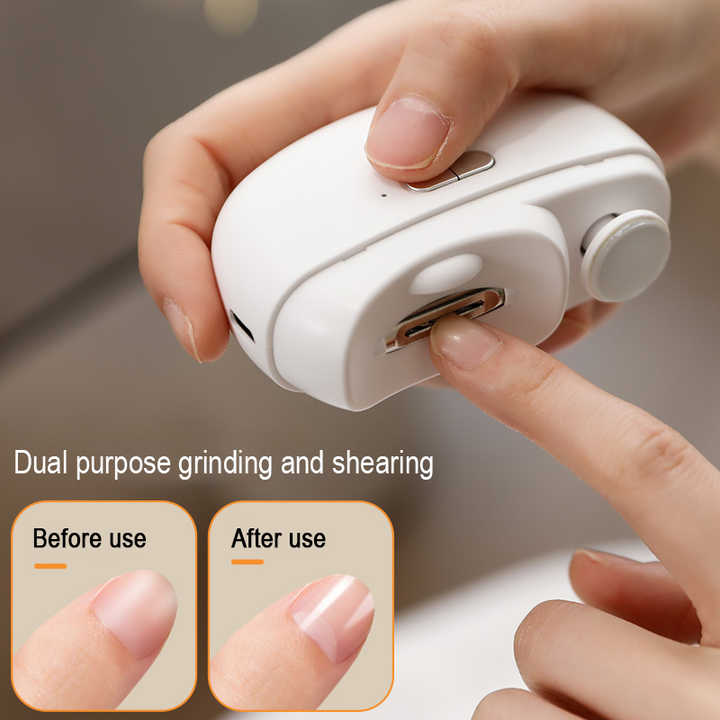 V888-ELOSUNG13444-211930-00 White Automatic Electric Nail Clipper & Grinder – Multi-Functional Safe Nail Trimmer for Adults & Kids - Image 1