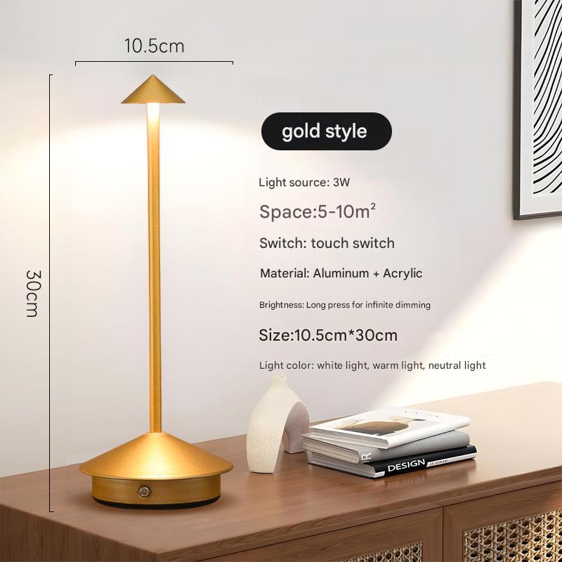 V888-ELOSUNG13491-211657-00 Gold Modern Minimalist Aluminum LED Mushroom Night Light - Creative Bedside Atmosphere Lamp for Dining Room and Bedroom - Image 1