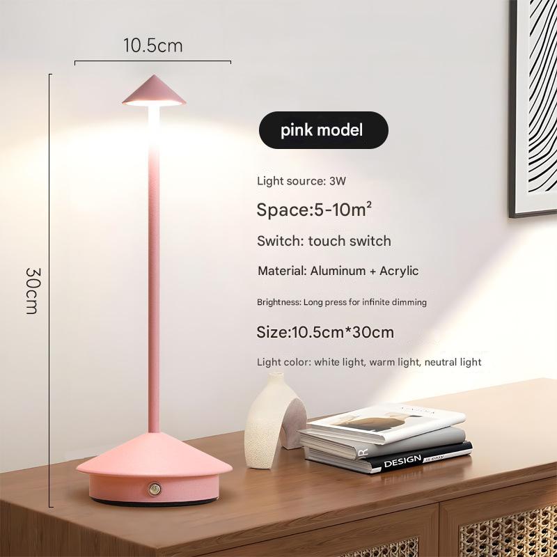 V888-ELOSUNG13495-211665-00 Pink Modern Minimalist Aluminum LED Mushroom Night Light - Creative Bedside Atmosphere Lamp for Dining Room and Bedroom - Image 1