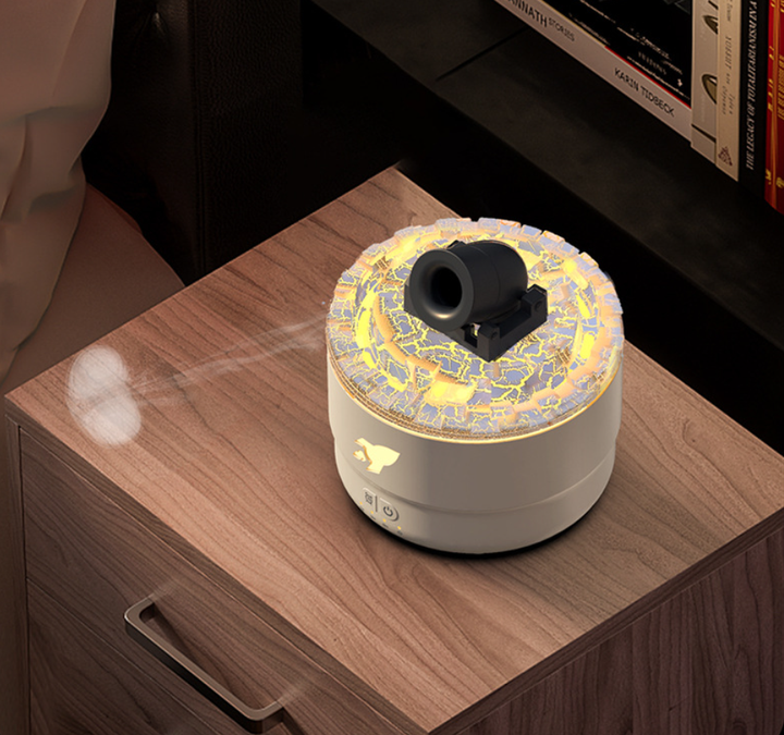 V888-ELOSUNG13547-212144-00 White Creative Cannon-Shaped Aromatherapy Diffuser with Colorful LED Lights, 280ml Ultrasonic Humidifier, Dual Mist Modes, Desktop Small Air Freshener - Image 1