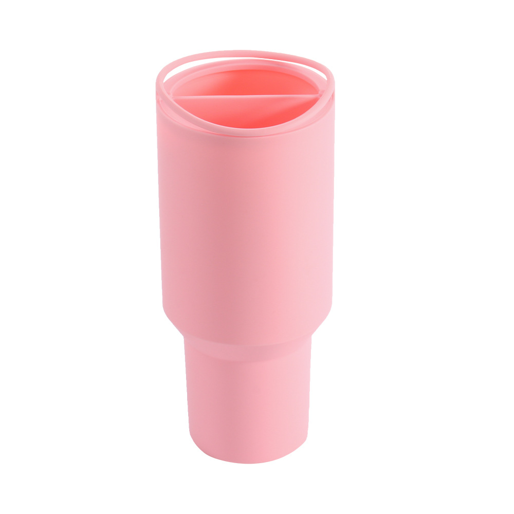 V888-ELOSUNG13597-212450-00 Pink 40oz Silicone Dual-Chamber Cup Separator - Food-Grade Drink Divider, Cold Drink Mug with Separate Compartments, BPA-Free Silicone Liner for Beverages, Juice, Coffee, and Tea - Image 1