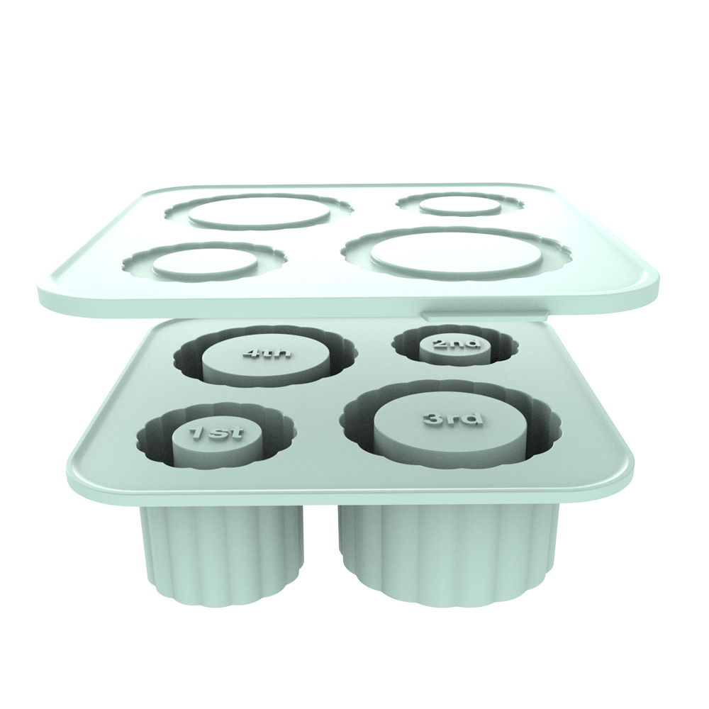 V888-ELOSUNG13604-212368-00 2 Pcs Green Silicone Ice Cube Tray with Lid – Easy Release, Food-Grade Platinum Silicone Ice Mold, 30oz/40oz Compatible, Durable and Reusable - Image 1