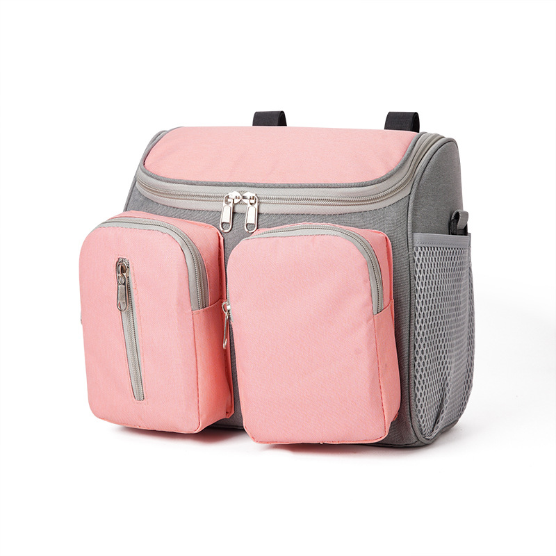 V888-ELOSUNG13611-212464-00 Pink Portable Baby Stroller Organizer Bag - Multi-Purpose Diaper Storage Bag for Moms, Lightweight and Travel-Friendly - Image 1