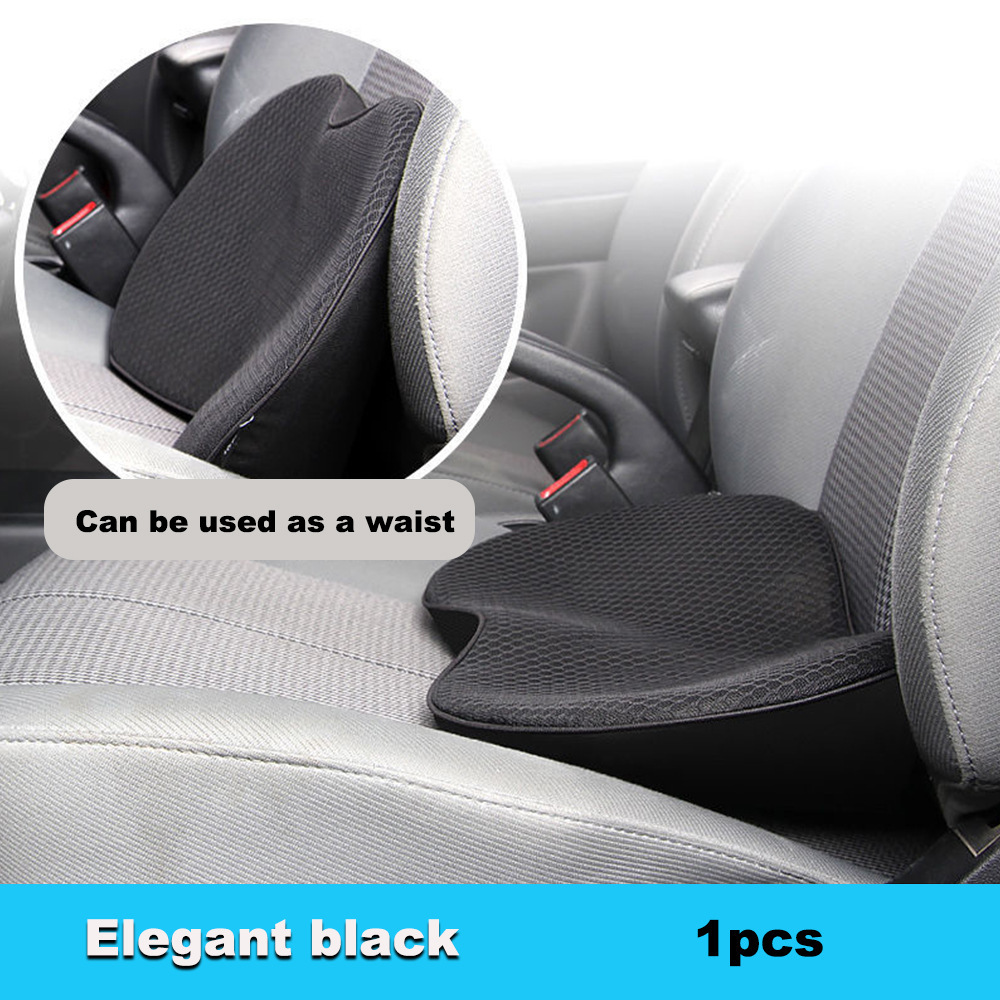 V888-ELOSUNG13727-212857-00 Black Mini Car Seat Cushion - Memory Foam Height-Boost Cushion with Removable Mesh Cover - Driver Seat Pad for All Seasons - Image 1