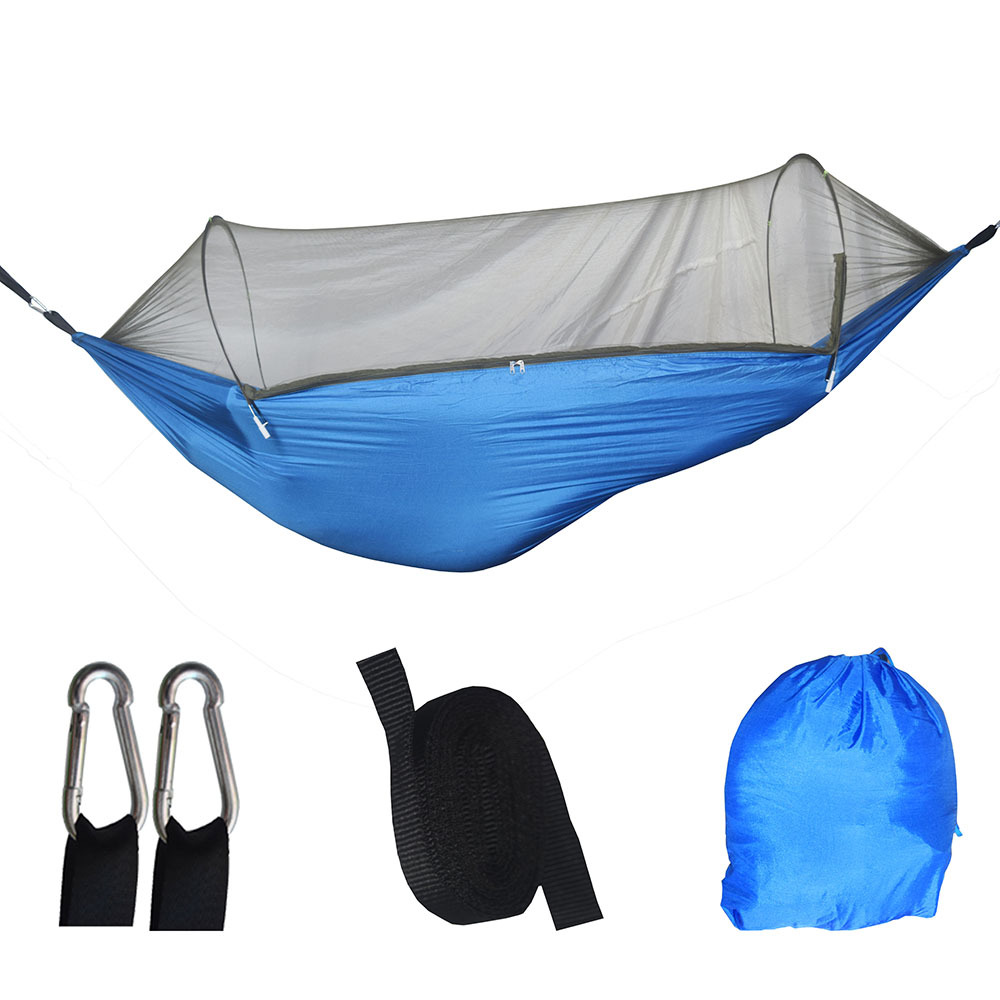 V888-ELOSUNG13736-212671-00 Blue Automatic Pop-Up Mosquito Net Hammock - 200kg Load Capacity, Lightweight Outdoor Camping Gear with Quick Setup and Durable Design - Image 1