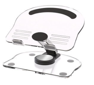 V888-ELOSUNG13893-213333-00 Black Acrylic Foldable Tablet and Phone Stand - 360° Rotation, Anti-Slip Design, Lightweight and Compact - Image 1