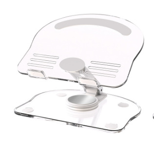 V888-ELOSUNG13894-213332-00 White Acrylic Foldable Tablet and Phone Stand - 360° Rotation, Anti-Slip Design, Lightweight and Compact - Image 1