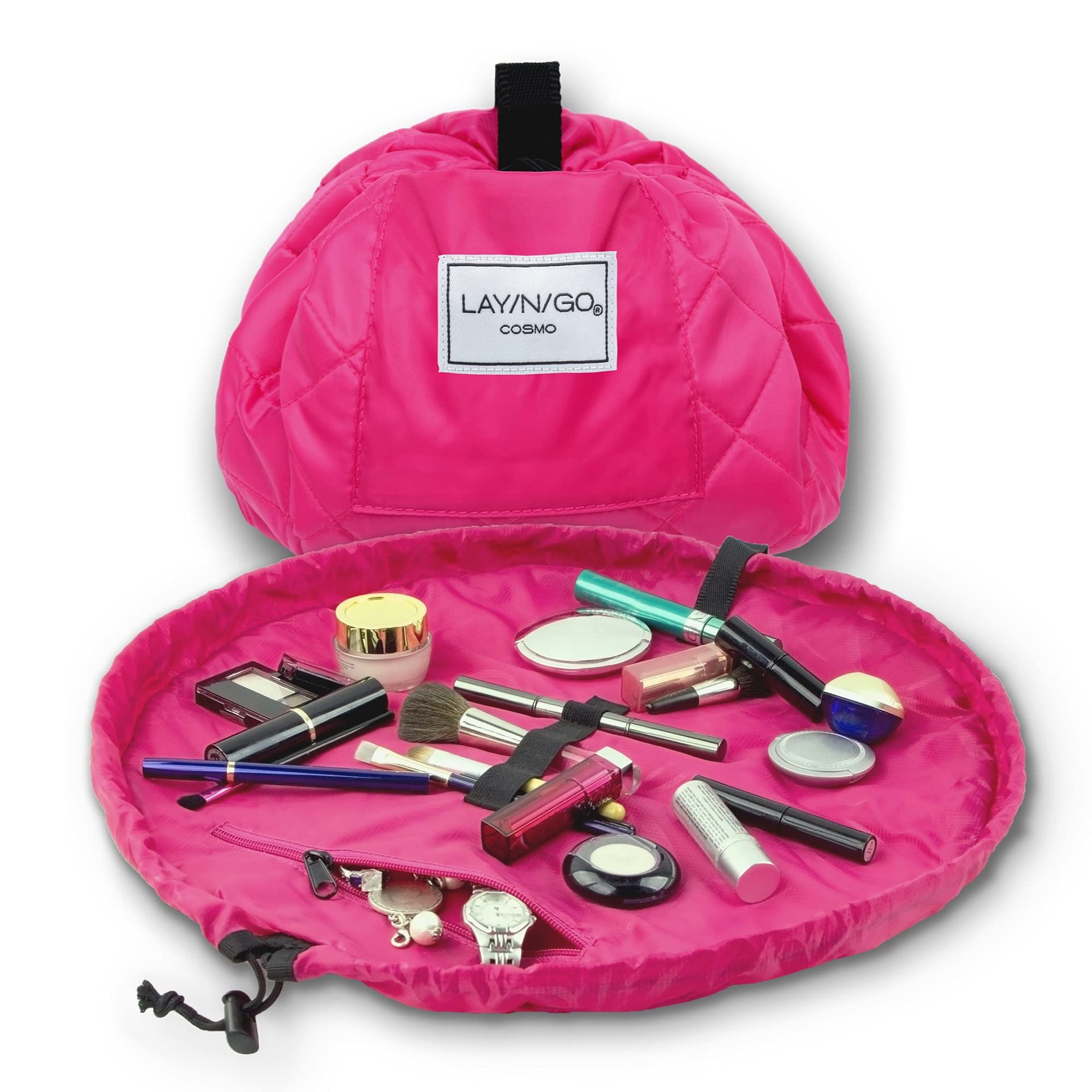 V888-ELOSUNG13915-213584-00 Pink Portable Drawstring Cosmetic Storage Bag for Travel and Daily Use(Cosmetics pictured are photo props and are not included) - Image 1