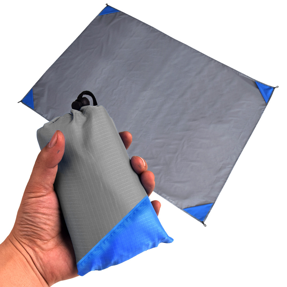 V888-ELOSUNG13964-213862-00 Grey And Blue Portable Waterproof Camping Mat - Foldable Picnic and Beach Blanket - Image 1