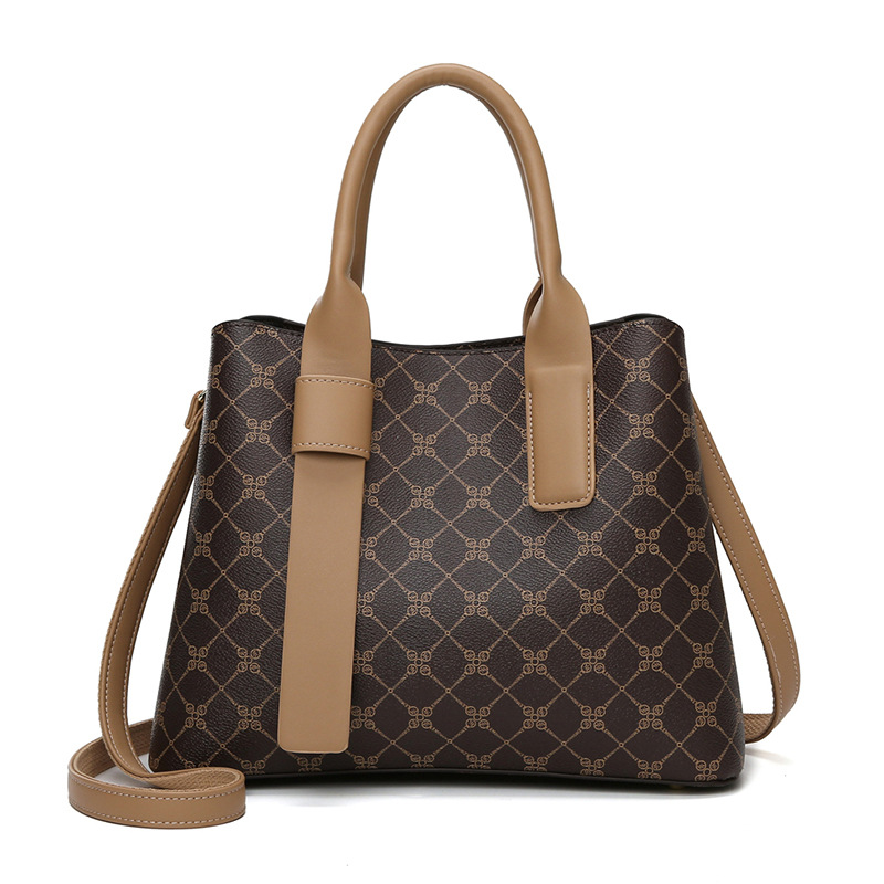 V888-ELOSUNG13996-213943-00 Brown Retro Fashion Handbag – Elegant Tote with Large Capacity for Work and Daily Use - Image 1