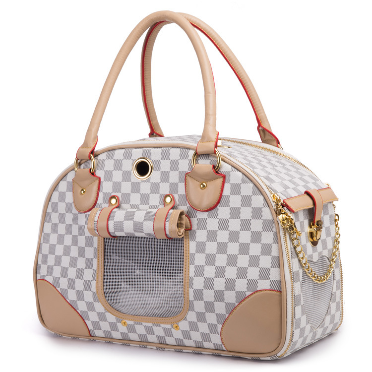 V888-ELOSUNG15022-211496-00 Portable Pet Travel Bag - Anti-Crush Dog Carrier for Outdoor Trips (L-42x29x18cm, White Color) - Image 1