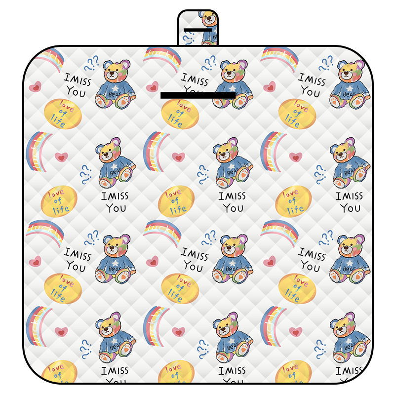 V888-ELOSUNG15045-211880-00 Thickened Waterproof Picnic Blanket - Portable Outdoor Beach Mat for Camping and Hiking 150*200cm(Rainbow Bear) - Image 1