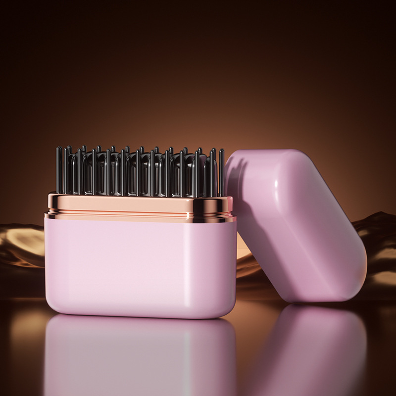V888-ELOSUNG15139-212173-00 Pink Wireless Hair Straightening Brush with Adjustable Temperature - Model HK-118 - Image 1