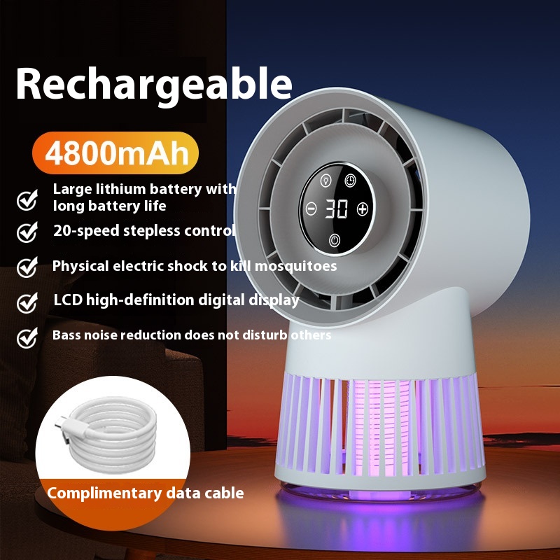V888-ELOSUNG15215-214065-00 Portable Rechargeable Mosquito Killer Lamp with Adjustable Fan - 4800mAh Battery - Image 1