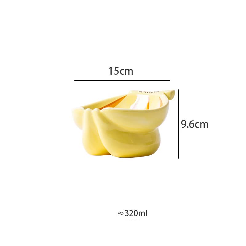 V888-ELOSUNG15220-212520-00 Ceramic Elevated Pet Food Bowl - Cute Banana Pattern Design for Cats and Small Dogs - Image 1