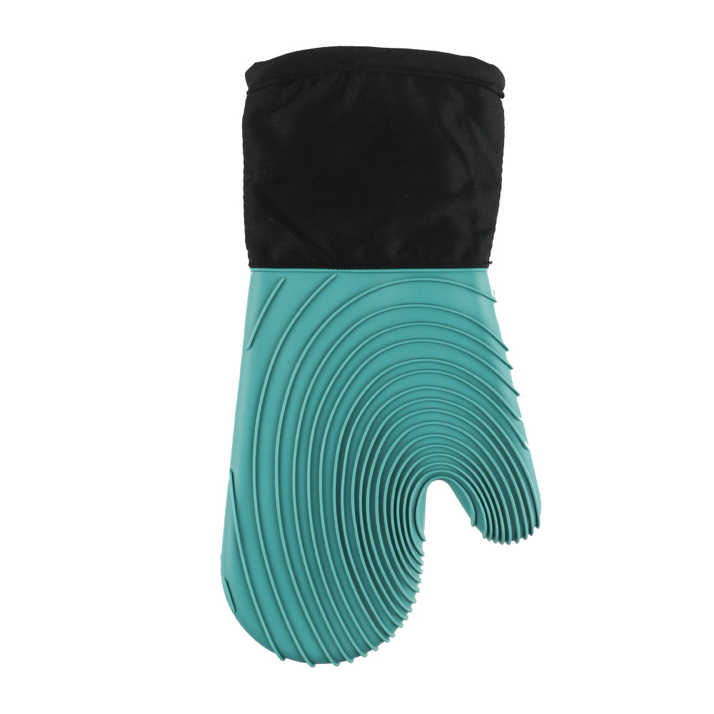 V888-ELOSUNG15237-212557-00 Green Spiral Pattern Silicone Oven Mitts - Heat Resistant and Non-Slip Design (1 Pair/2 PCS) - Image 1