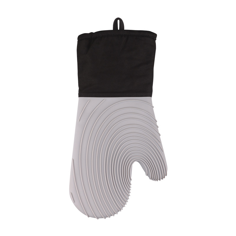 V888-ELOSUNG15238-212556-00 Gray Spiral Pattern Silicone Oven Mitts - Heat Resistant and Non-Slip Design (1 Pair/2 PCS) - Image 1