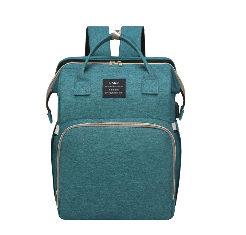 V888-ELOSUNG15303-212649-00 Multifunctional Diaper Backpack with Mosquito Net and Insulated Pockets - Green - Image 1