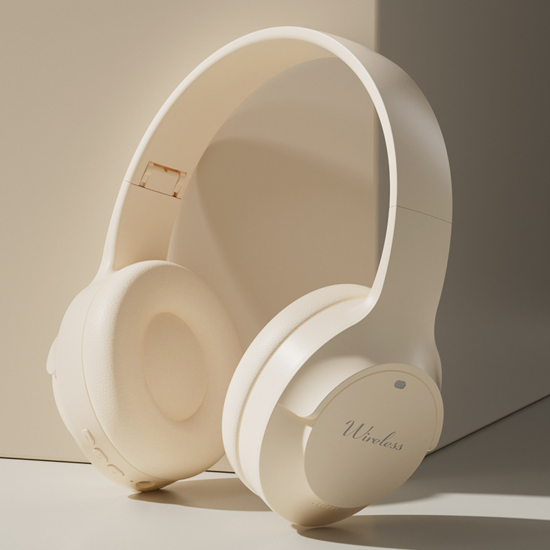 V888-ELOSUNG15485-214043-00 Khaki Wireless Bluetooth Headphones with Hi-Fi Bass, Foldable Design, and Card Slot - Image 1