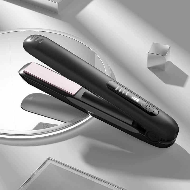 V888-ELOSUNG15638-215369-00 Black Wireless Rechargeable Hair Straightener with 5000mAh Battery - Portable Design & Adjustable Temperature - Image 1