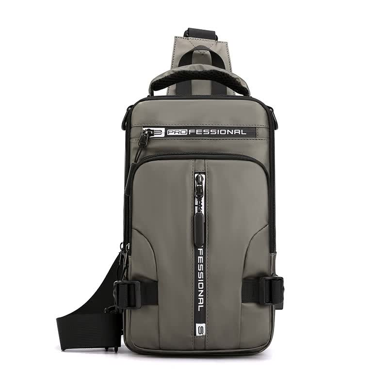 V888-ELOSUNG15646-214924-00 Khaki Compact Multi-Function Nylon Chest Bag - Stylish and Practical - Image 1
