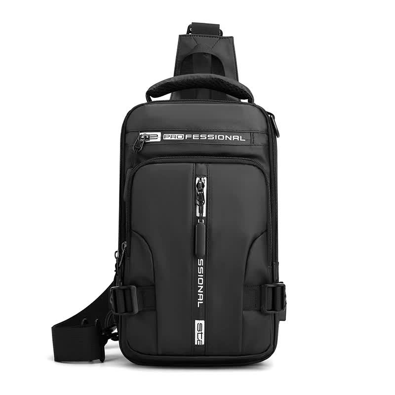 V888-ELOSUNG15648-214926-00 Black Compact Multi-Function Nylon Chest Bag - Stylish and Practical - Image 1