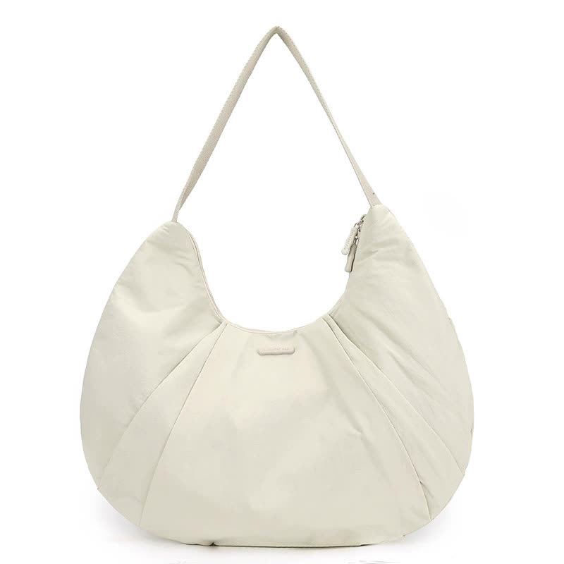 V888-ELOSUNG15740-215547-00 White Waterproof Nylon Lightweight Tote Shoulder Bag - Stylish and Spacious for Daily Commute and Outdoor Activities - Image 1