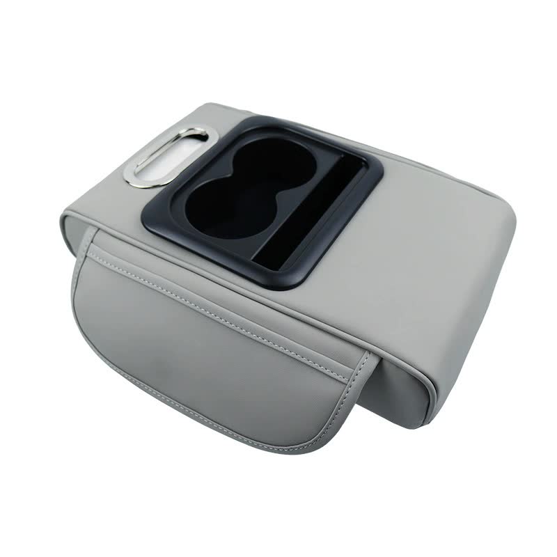 V888-ELOSUNG15755-215579-00 GT-6 No embroidery Gray ,Multifunctional Car Armrest Storage Box Cushion - Universal Fit with Cup Holder and Tissue Dispenser - Image 1