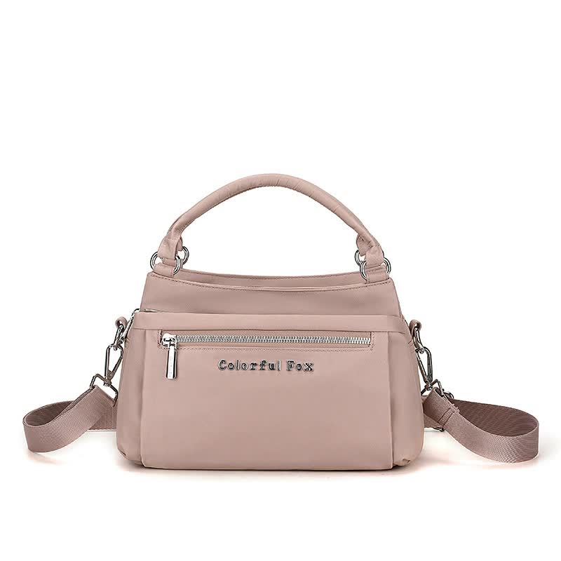 V888-ELOSUNG15792-215771-00 Pink Waterproof Nylon Crossbody Bag - Lightweight and Adjustable Strap Shoulder Bag for Women - Image 1
