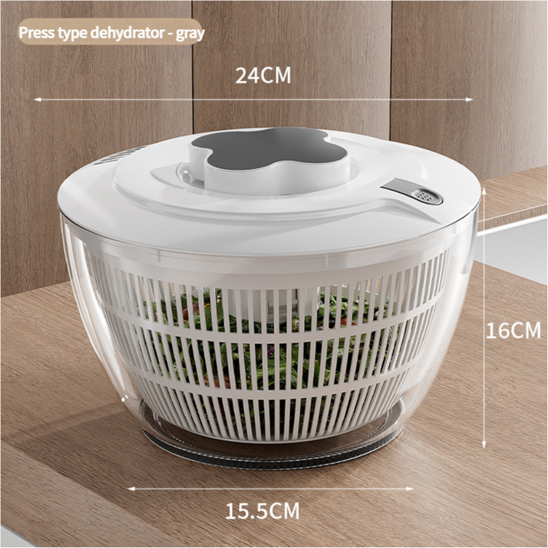 V888-ELOSUNG15912-216502-00 Grey Manual Salad Spinner with Pressurized System - Efficient & Quick Vegetables Drying, Multiple Color Options - Image 1