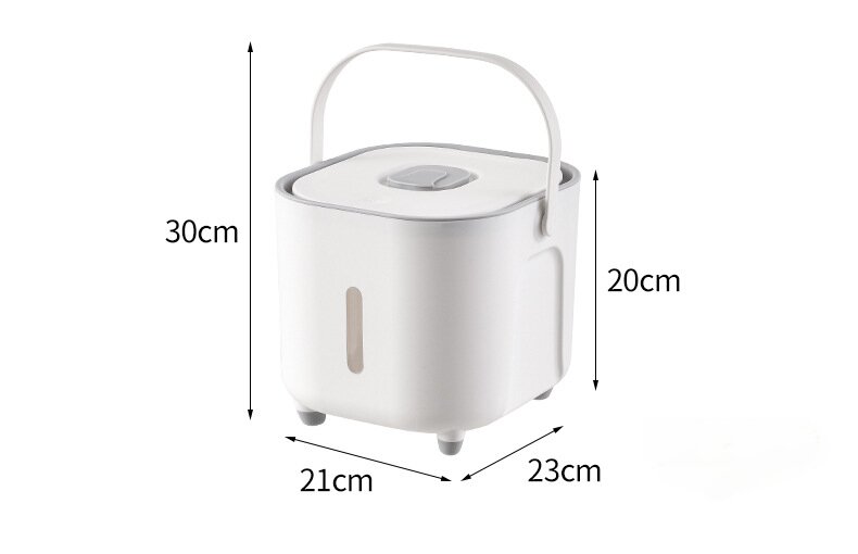 V888-ELOSUNG15932-216536-00 Large Capacity Rice Storage Container with Handle - Airtight, Press-to-Open Design for Convenient Rice Storage 21*23*20cm - Image 1