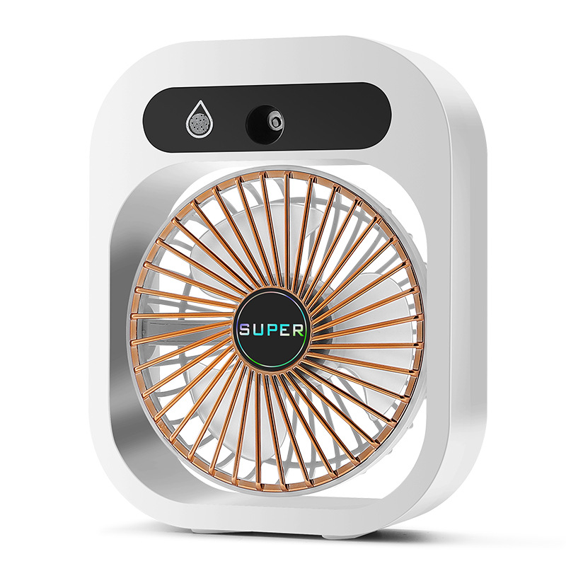 V888-ELOSUNG15946-216891-00 Portable USB Rechargeable Misting Fan - Compact Personal Fan with Cooling Spray - White Colors - Image 1
