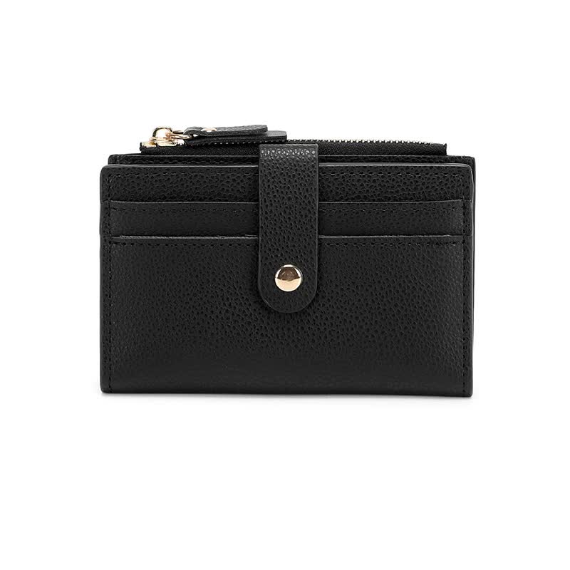 V888-ELOSUNG16008-214235-00 3 PCS Wallets Black Women's Small Zipper Snap Card Wallet, Ladies PU Leather Credit Card Holder with Coin Pocke - Image 1