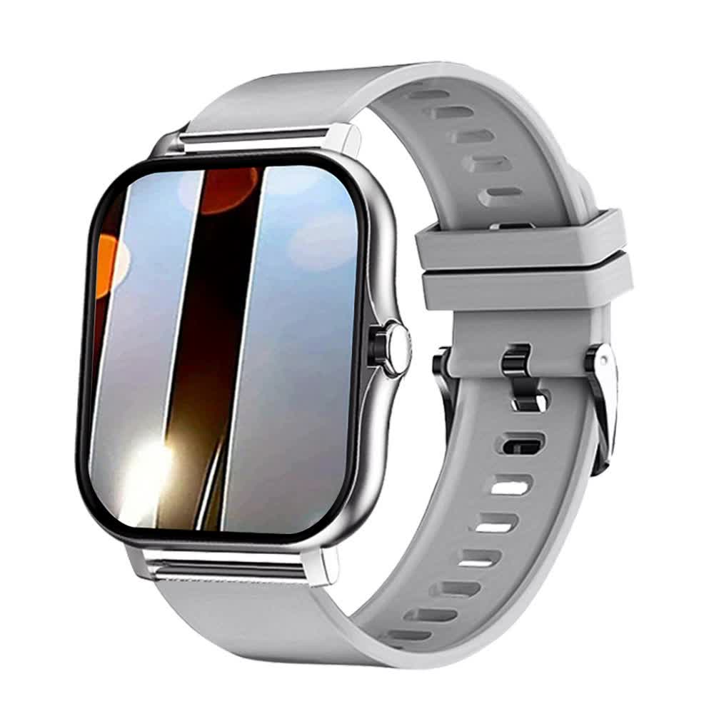 V888-ELOSUNG16129-215305-00 Single Silicone Strap Silver Smart Fitness Watch with Large Display - 24 Sport Modes, Heart Rate Monitor & More - Image 1
