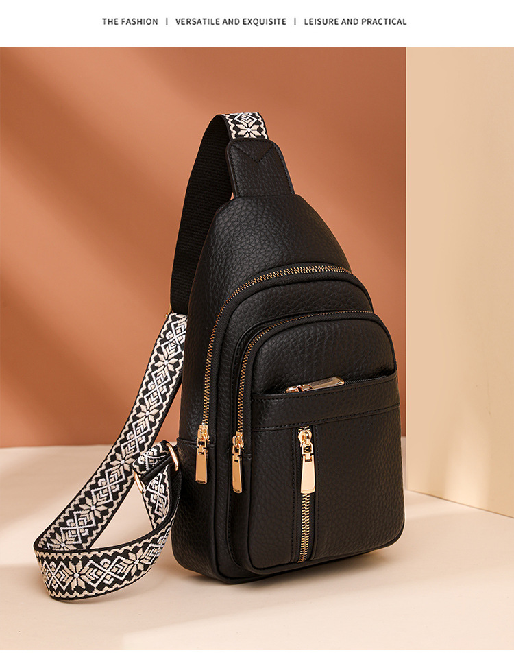 V888-ELOSUNG16143-215345-00 Black Stylish PU Leather Crossbody Sling Bag - Compact and Multi-Functional - Image 1