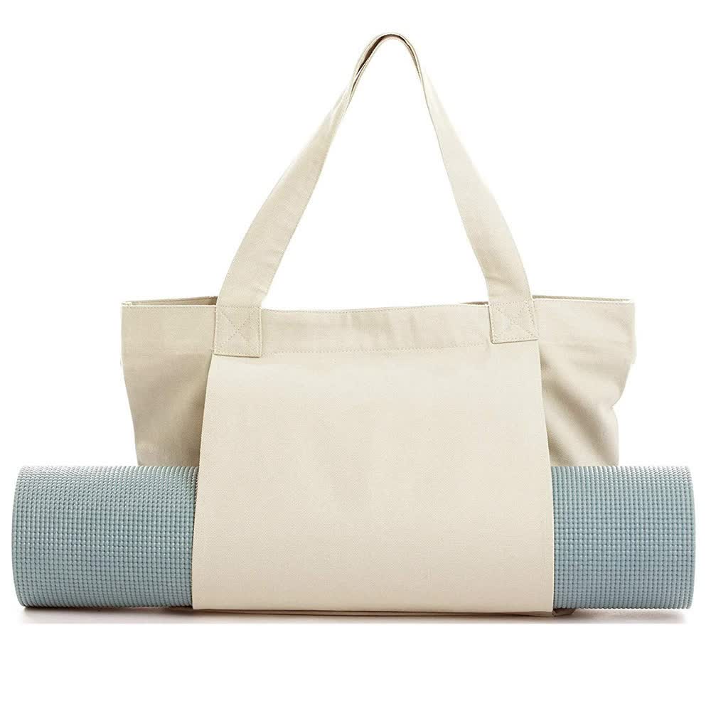 V888-ELOSUNG16184-215004-00 Khaki Yoga Mat Tote Bag - Multi-Purpose Gym Bag with Yoga Mat Holder - Image 1