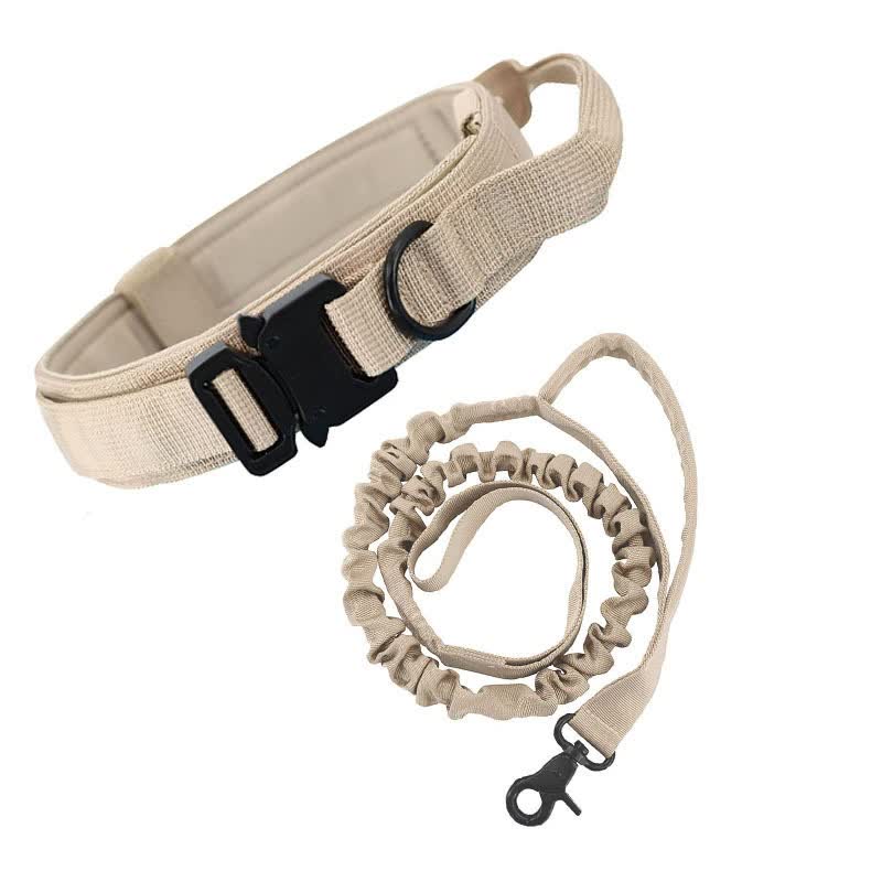 V888-ELOSUNG16196-215022-00 XL khaki Hands-Free Dog Leash with Adjustable Waist Belt - Shock Absorbing Bungee Lead - Image 1