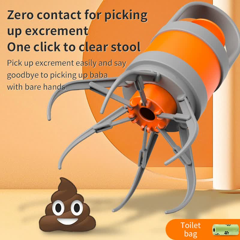 V888-ELOSUNG16263-215523-00 Hygienic Pet Waste Grabber – One-Click Hands-Free Poop Picker with Disposable Bags - Image 1