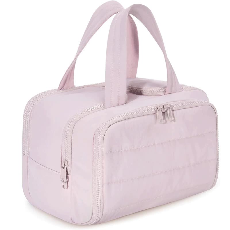V888-ELOSUNG16316-215761-00 Pink Waterproof Travel Duffle Bag - Lightweight Multi-Pocket Overnight Bag for Women - Image 1