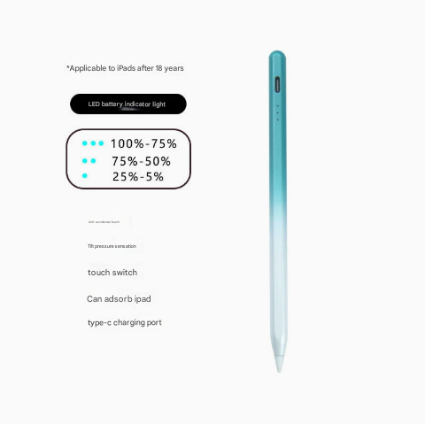 V888-ELOSUNG16375-215926-00 Green Stylus Pen for iPad (2018 & Later) - Tilt Pressure, Magnetic Attachment, LED Battery Indicator, Type-C Rechargeable - Image 1